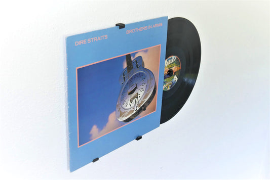 Wall-mounted vinyl and cover hanger for record display